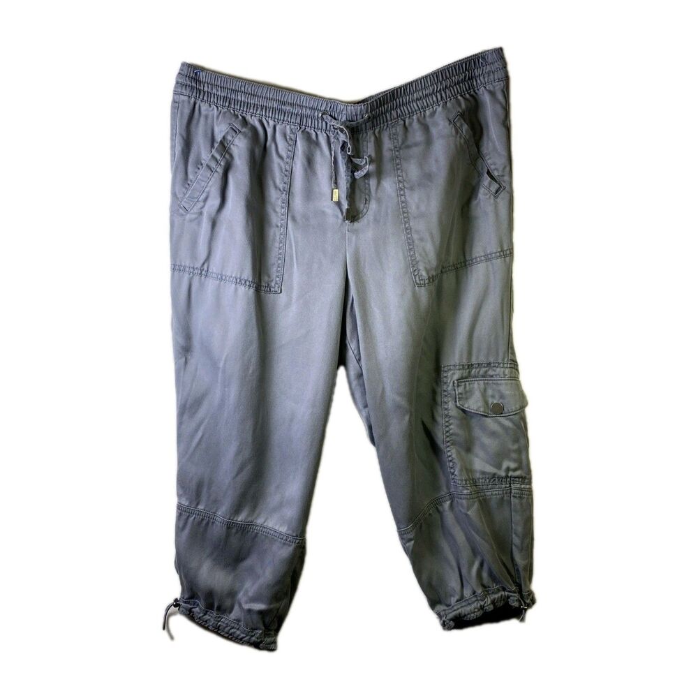 Lane Bryant  Gorpcore - 14 / 16 - Drawstring Waist Cargo Pants Gray (Blue Gray)